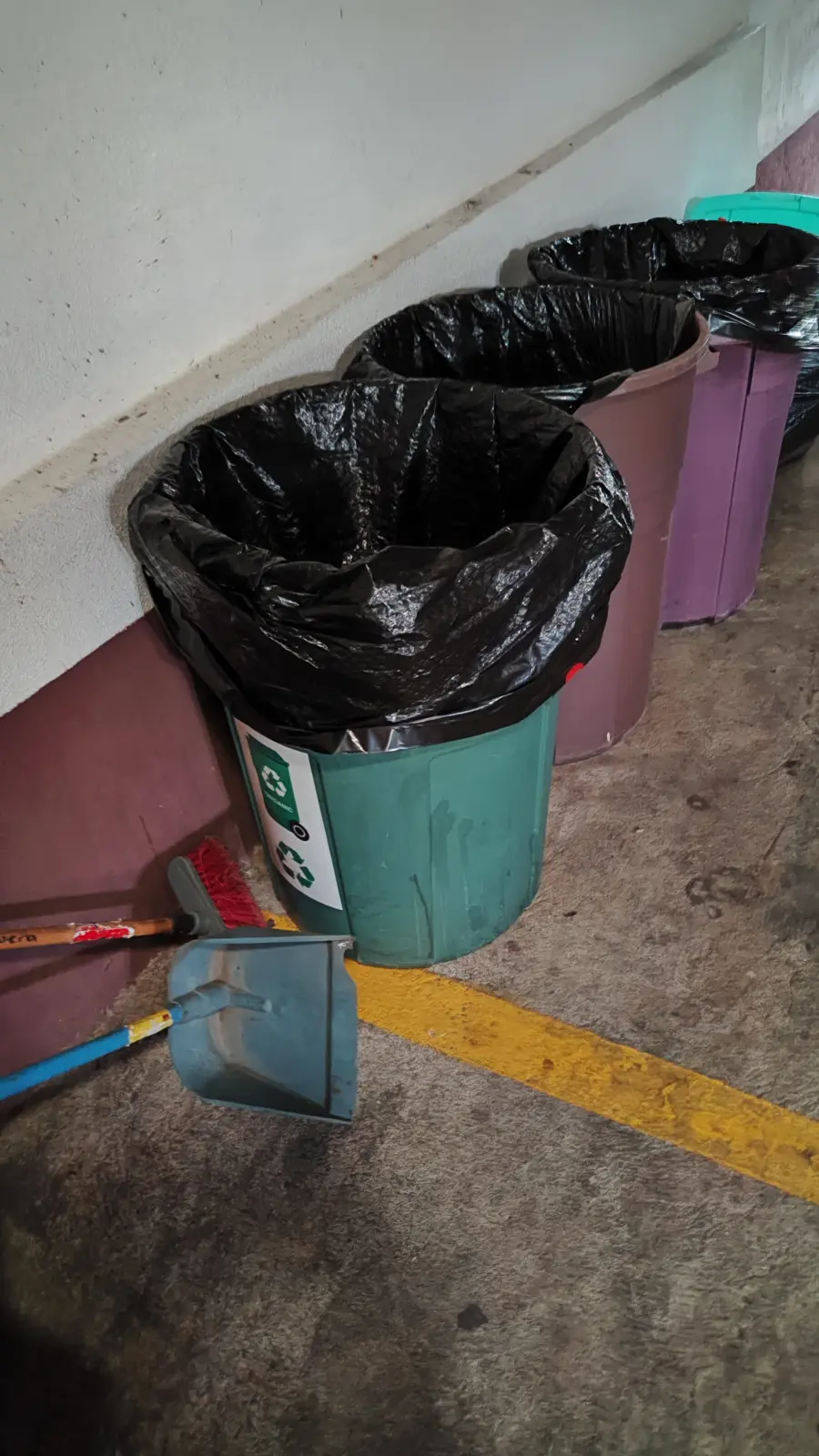 Los desechos se separan en plástico, vidrio, orgánico y el resto. El plástico y el vidrio lo pasan buscando los recicladores artesanales en sus triciclos y los desechos orgánicos lo lleva uno de nuestros empleados para sus animales. El resto va para el tren de aseo.