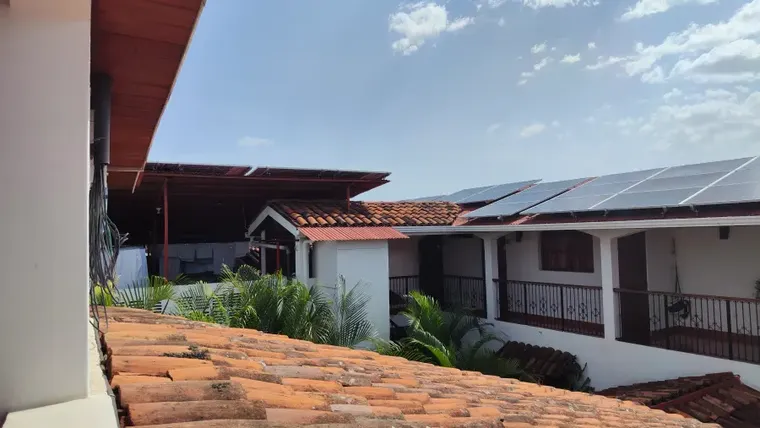 The hotel solar panels can be partially seen from the balcony of room 11